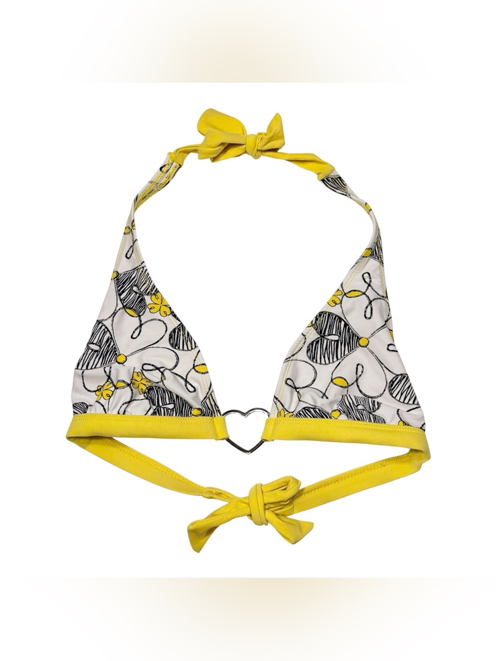 Yellow Floral Halter Bikini Top